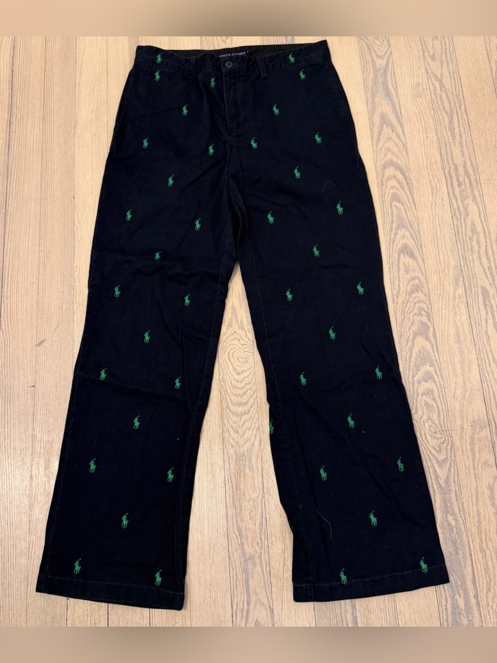 RALPH LAUREN Women’s Navy Green Pony Embroidered Chino Pants Preppy Size 6